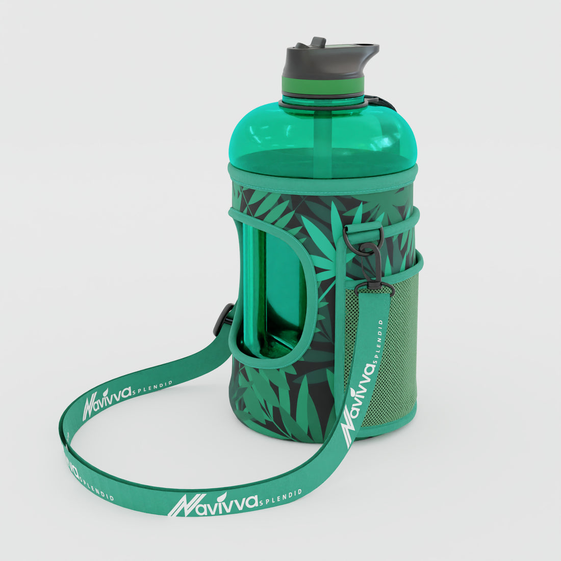 Green jungle pattern sleeve in water bottle