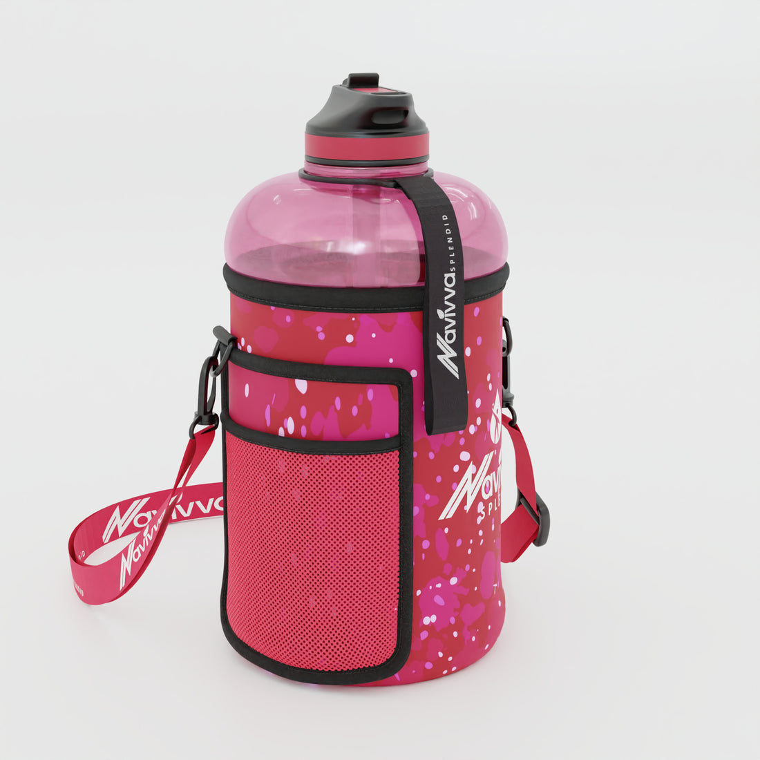 2.2 litre sports bottle in pink sleeve