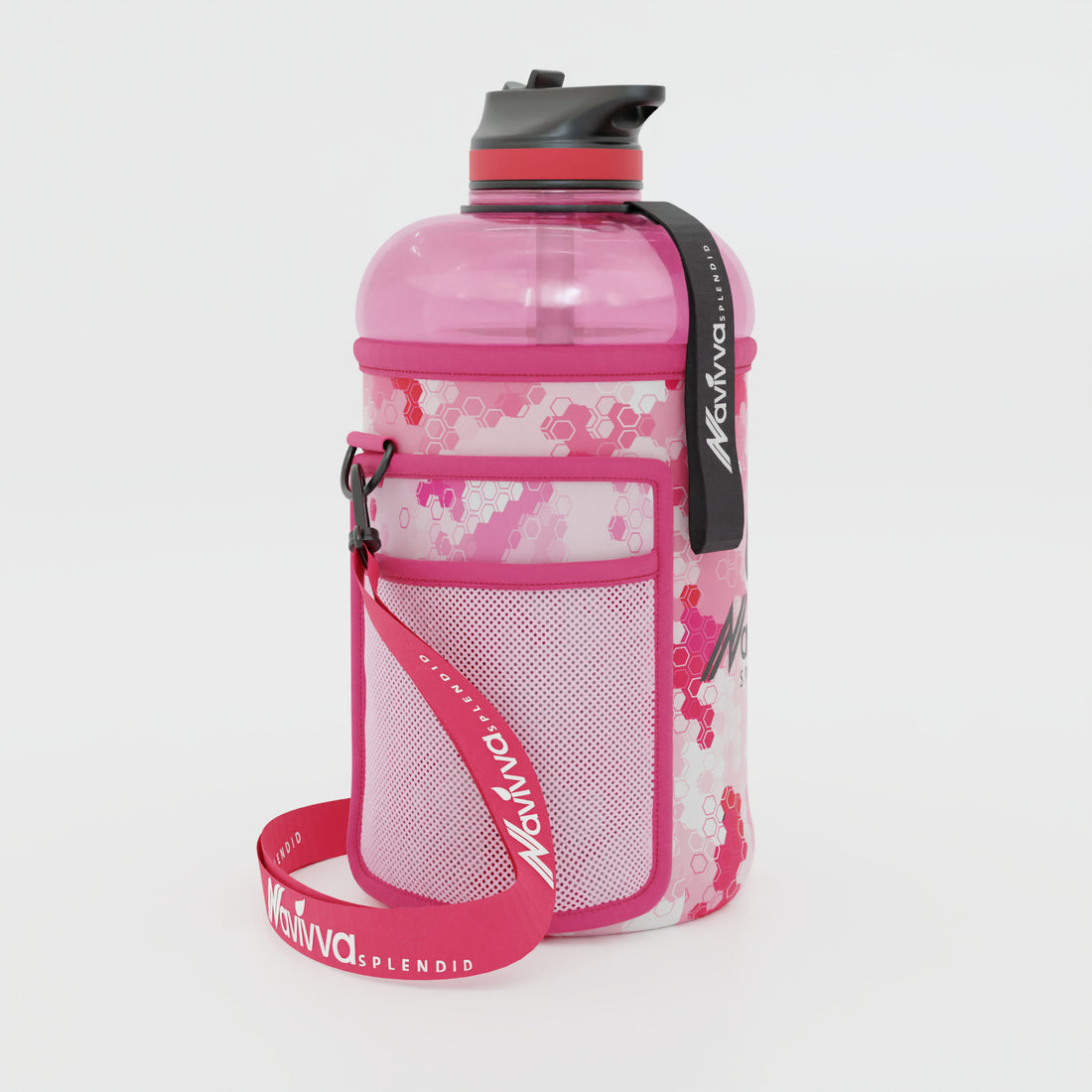 Pink style water bottle sleeve in sports bottle