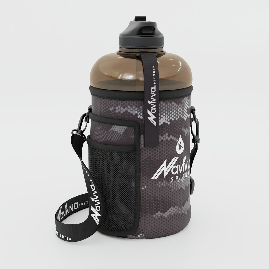 Big water bottle with sleeve - black