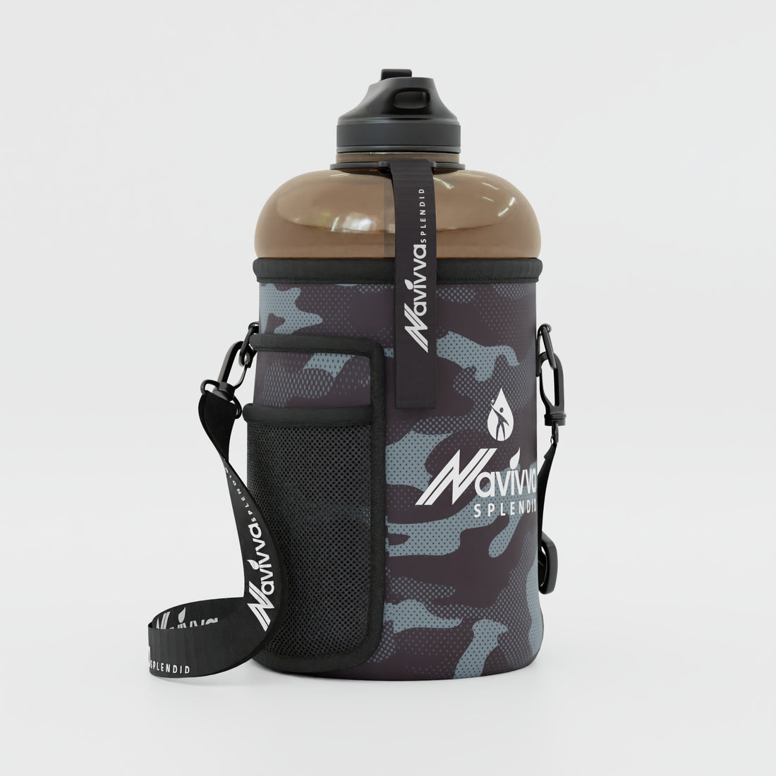 Sports Black Water Bottle in Sleeve cover