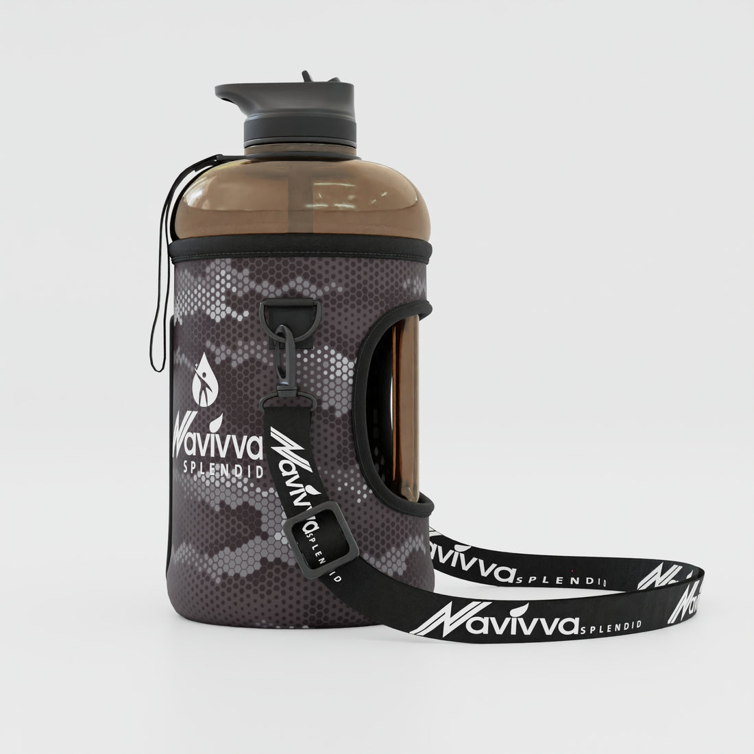 Gym water bottle with sleeve - black