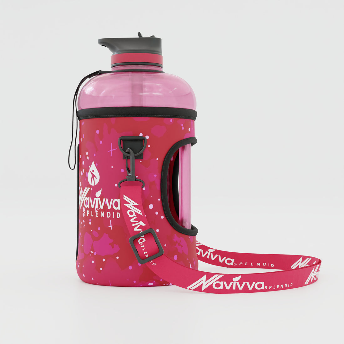 Gym sports water bottle in pink sleeve cover