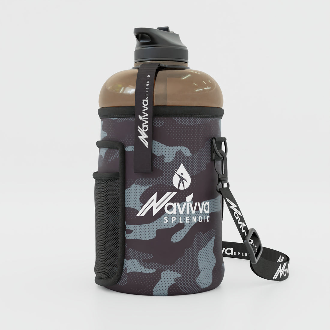Big water bottle with sleeve - black