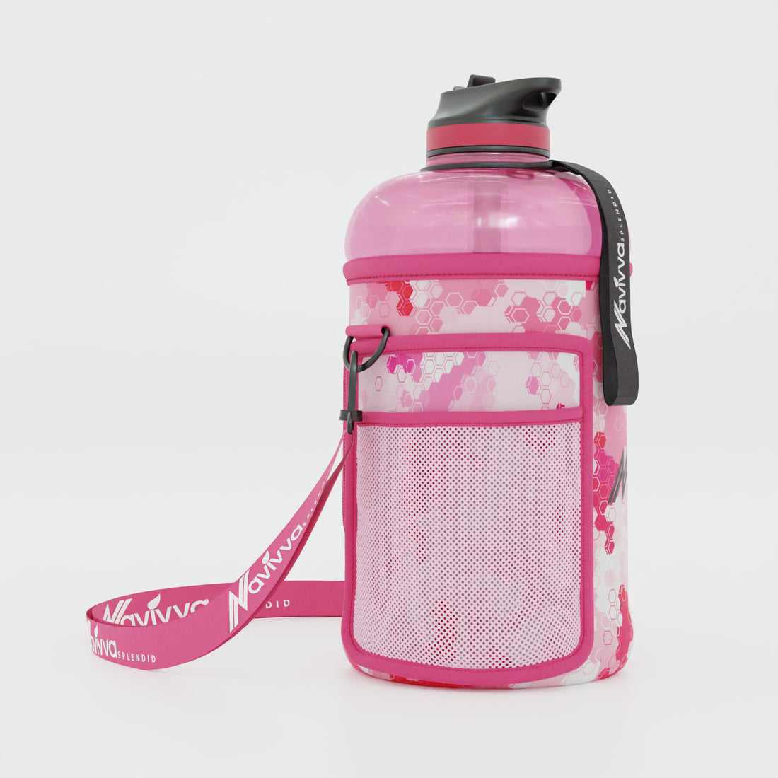 sports water bottle in pink sleeve cover