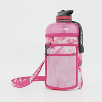 sports water bottle in pink sleeve cover