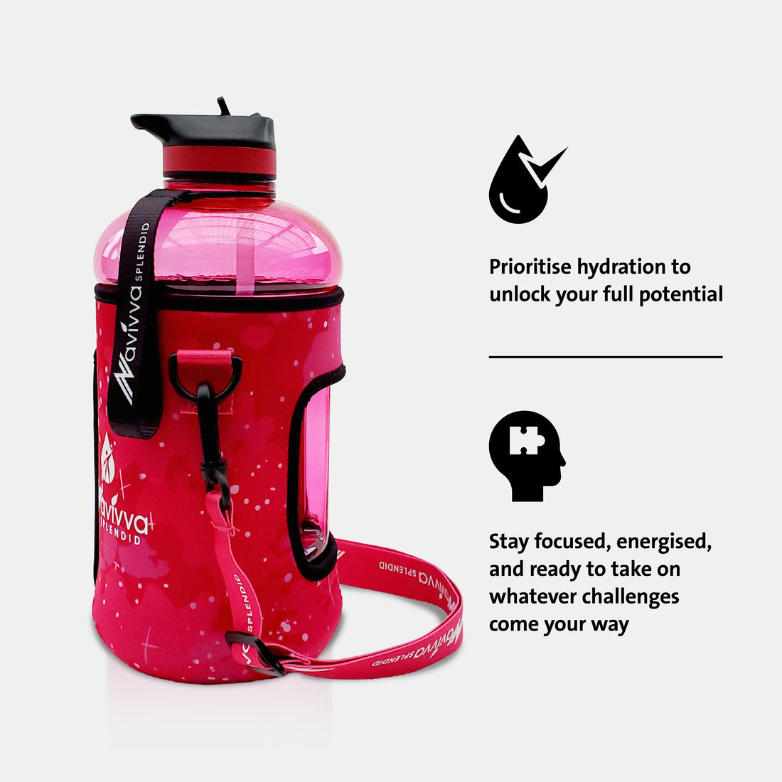 Pink Gym Water Bottle with Sleeve