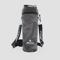 Showcasing black protein shaker bottle