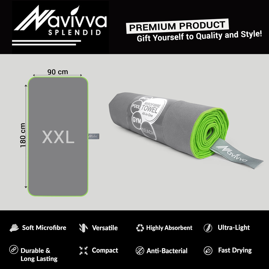 Microfibre yoga towel accessory - green