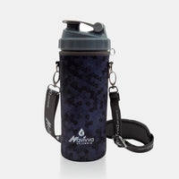 Black protein shaker bottle