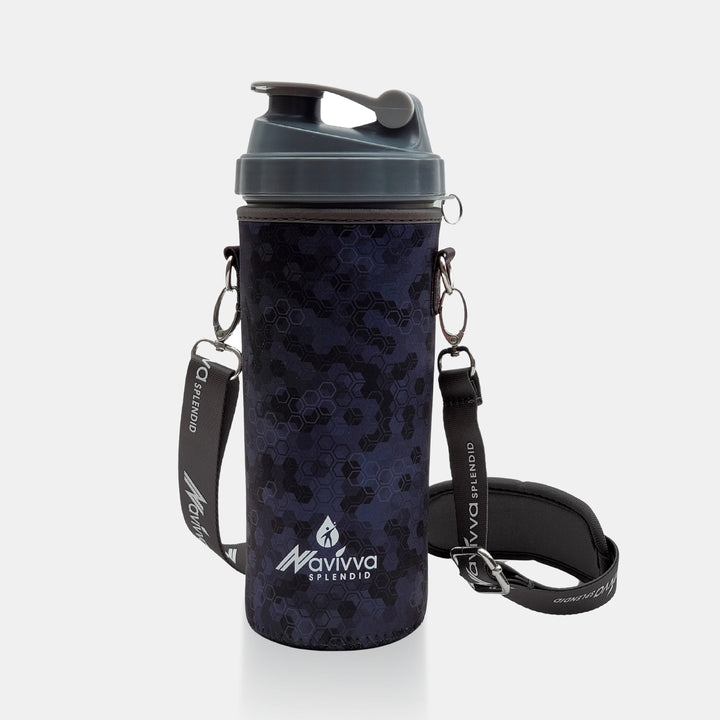 Protein shaker bottle with sleeve