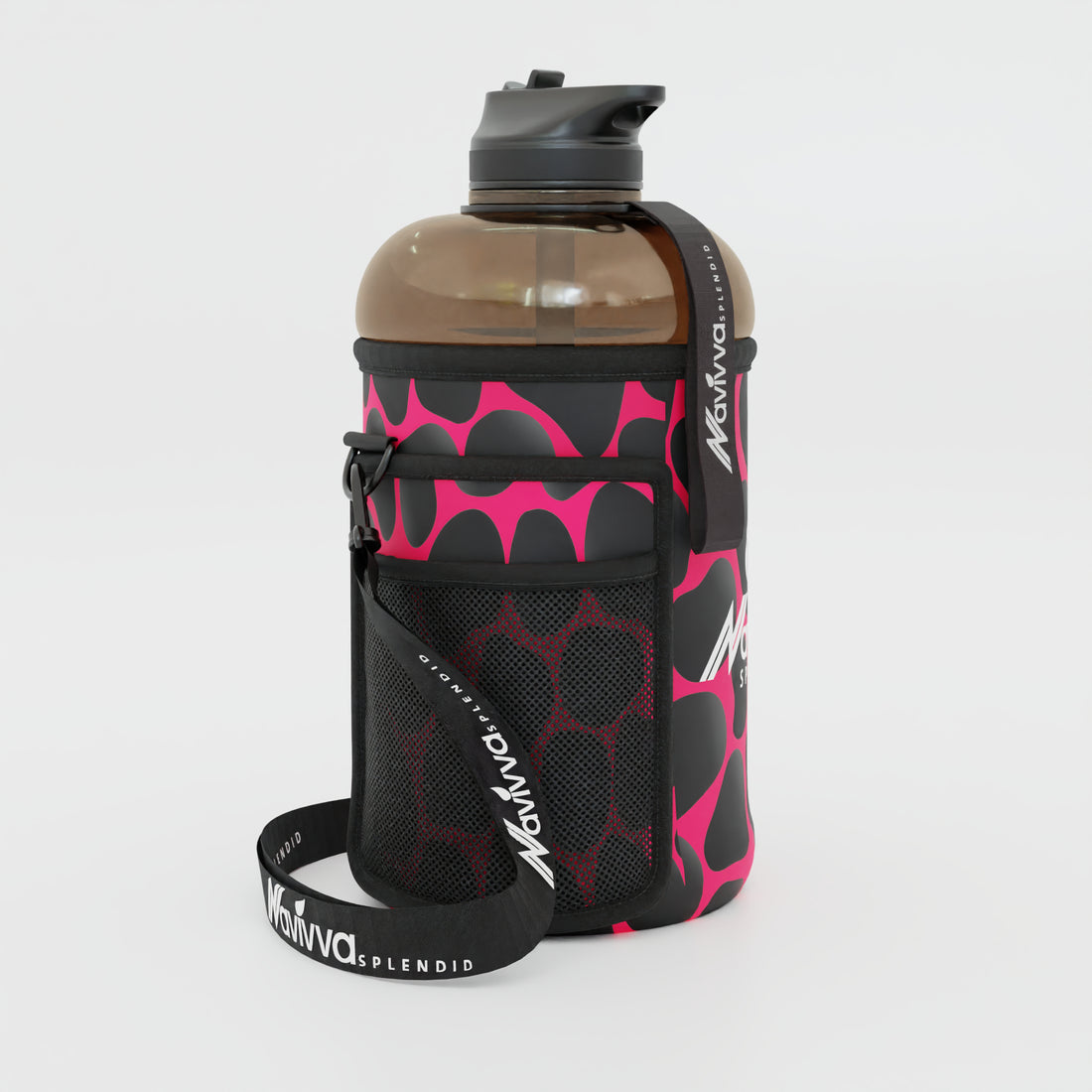 Pink large water bottle with sleeve