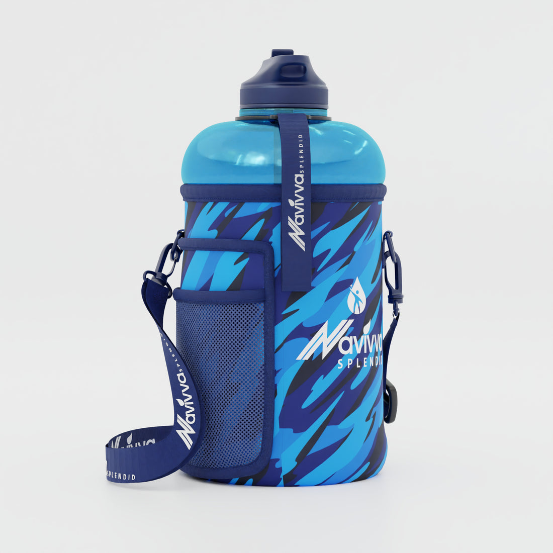 Blue Sports Water Bottle with a Sleeve