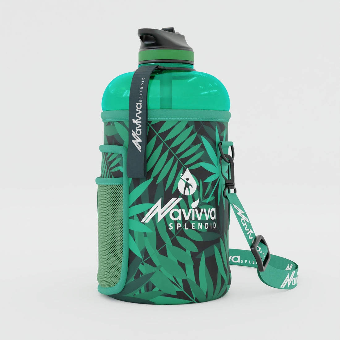 Jungle Green Sports Water Bottle with Sleeve