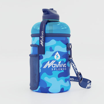 Blue Sports Water Bottle with Sleeve