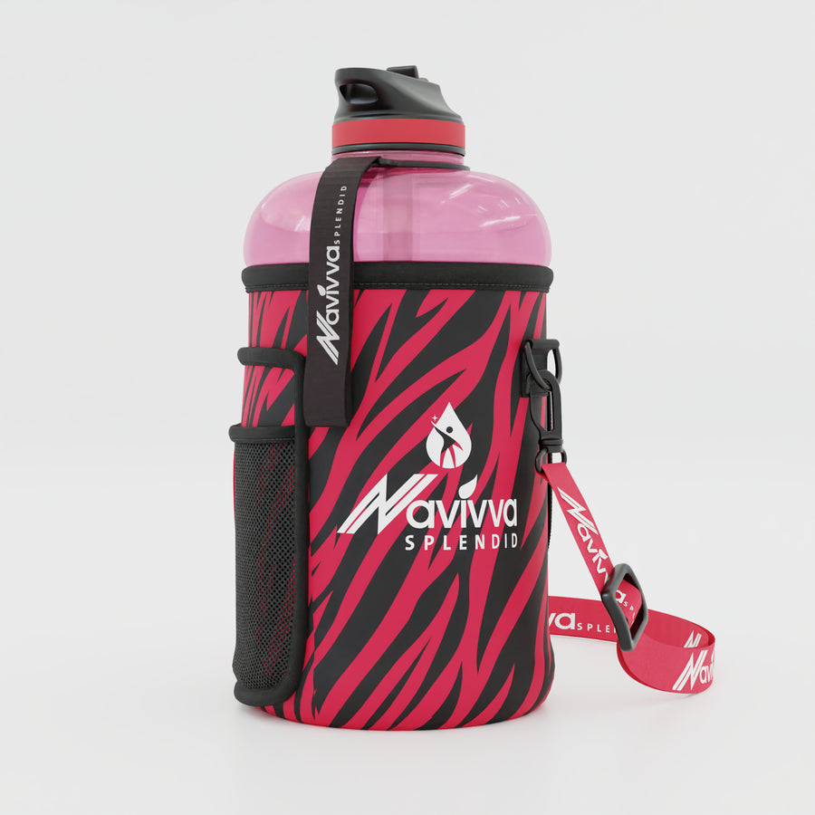 Sports Water Bottle with Sleeve - Pink