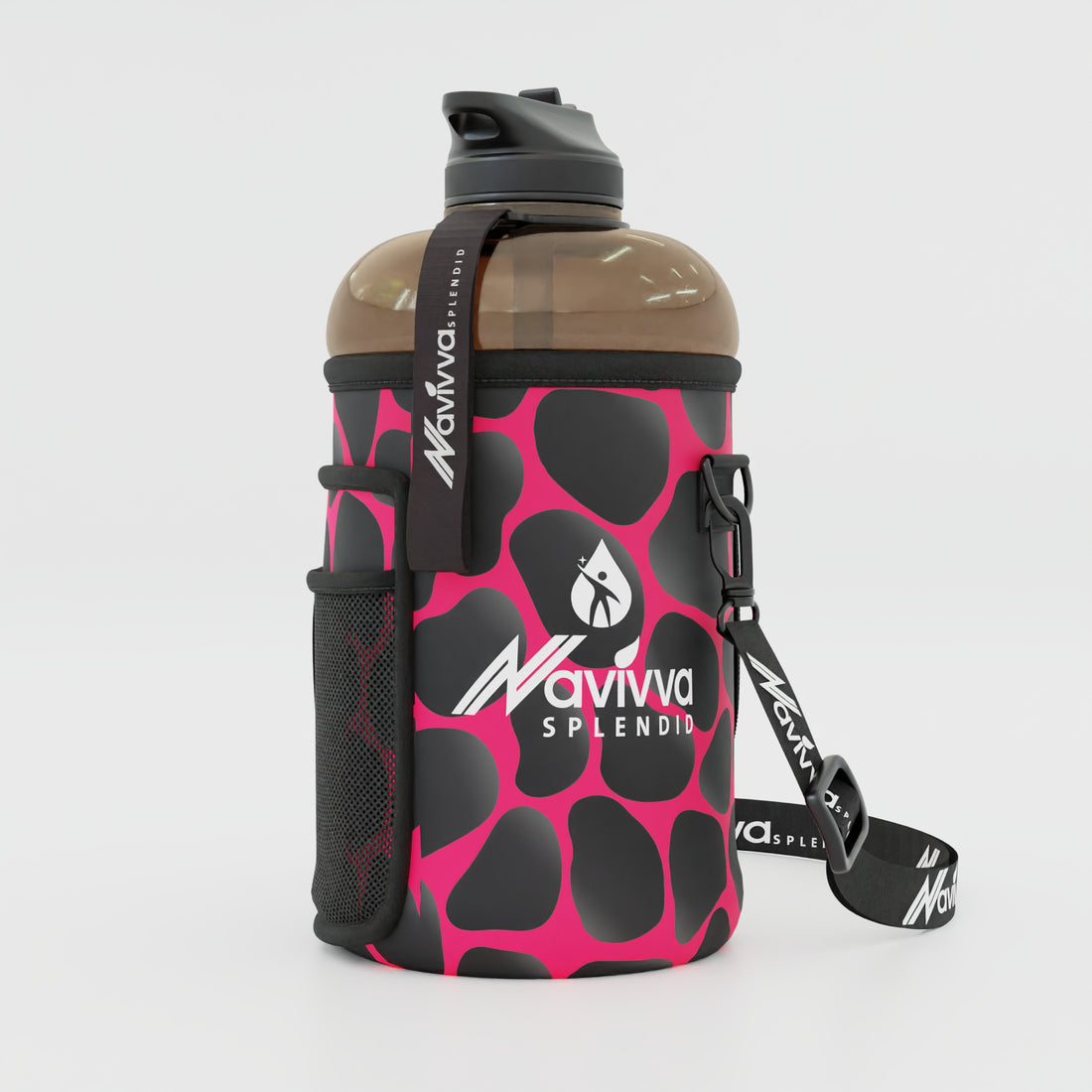 Big water bottle with sleeve - pink