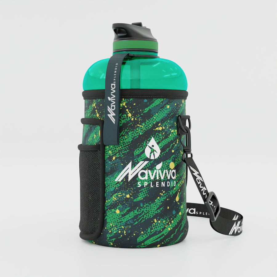 Big Green Sports Water Bottle with Sleeve
