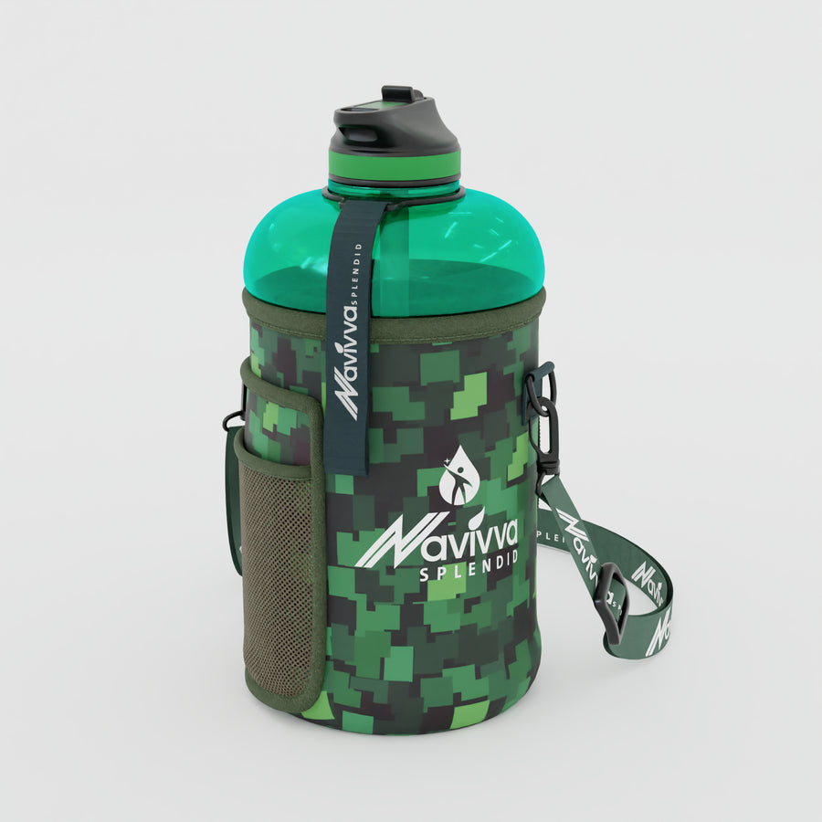 Big Gym Water Bottle with Sleeve - Green