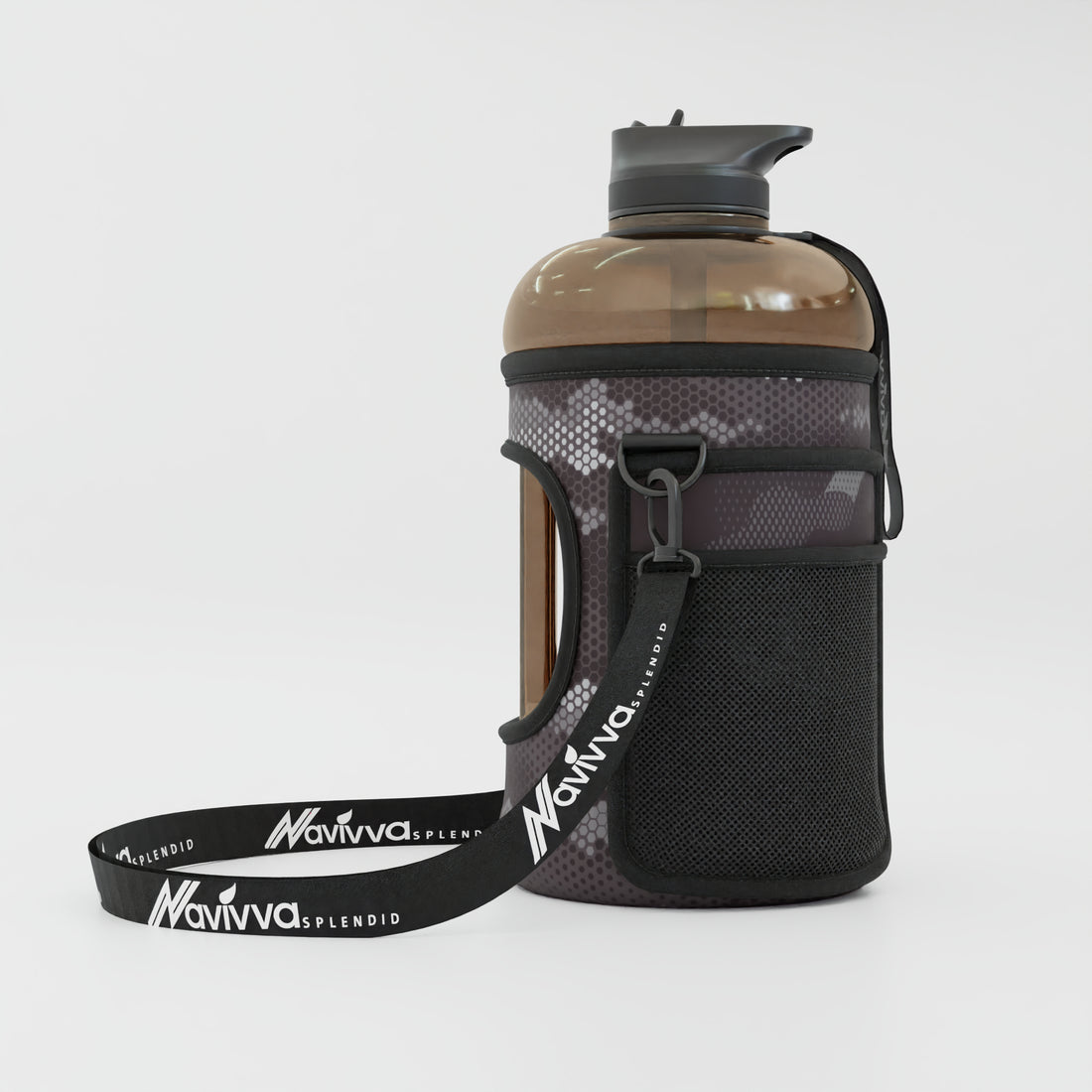 Sports water bottle with sleeve - black