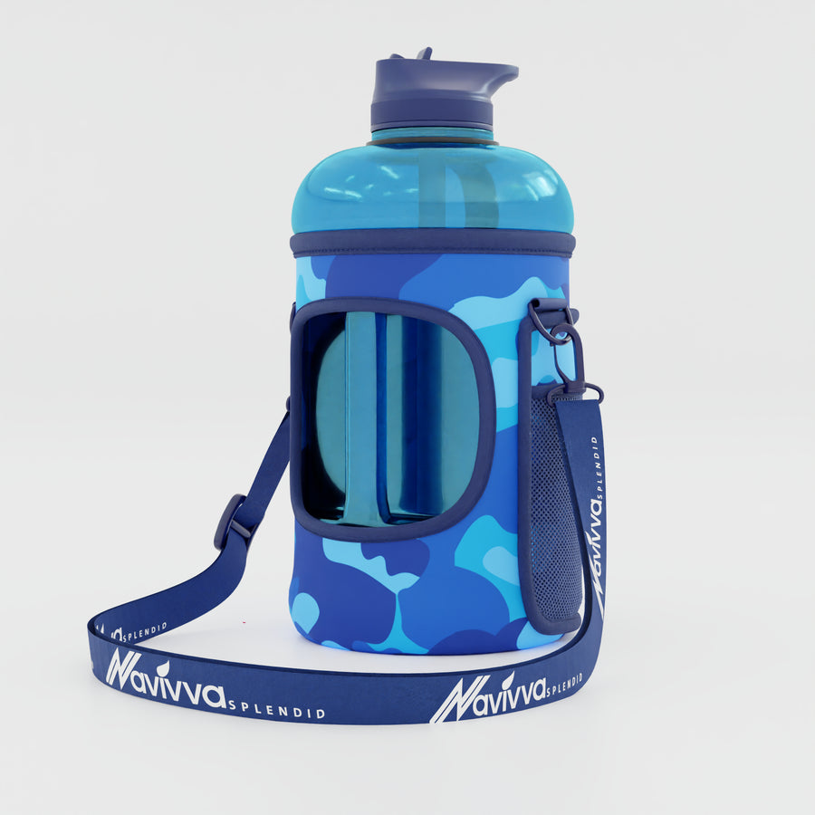 Blue Sports Water Bottles with Sleeve