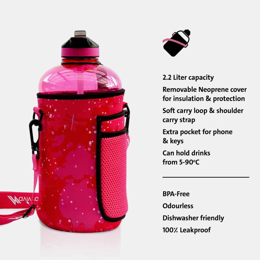 Removable Pink Neoprene Cover and Large Water Bottle