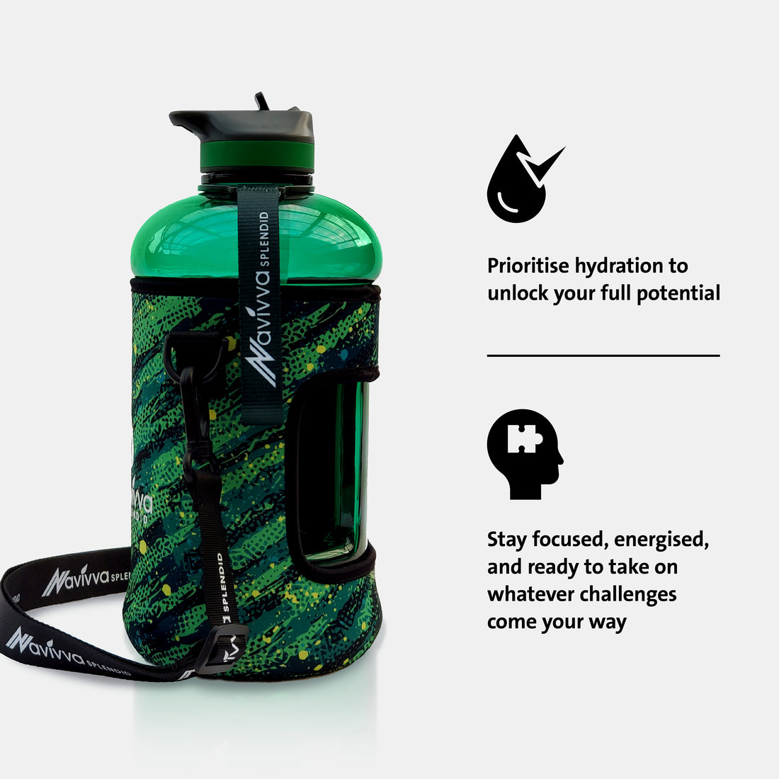 Sports Water Bottle with Sleeve - Green