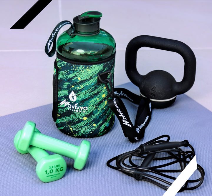 Green 2.2 litre water bottle for exercising 