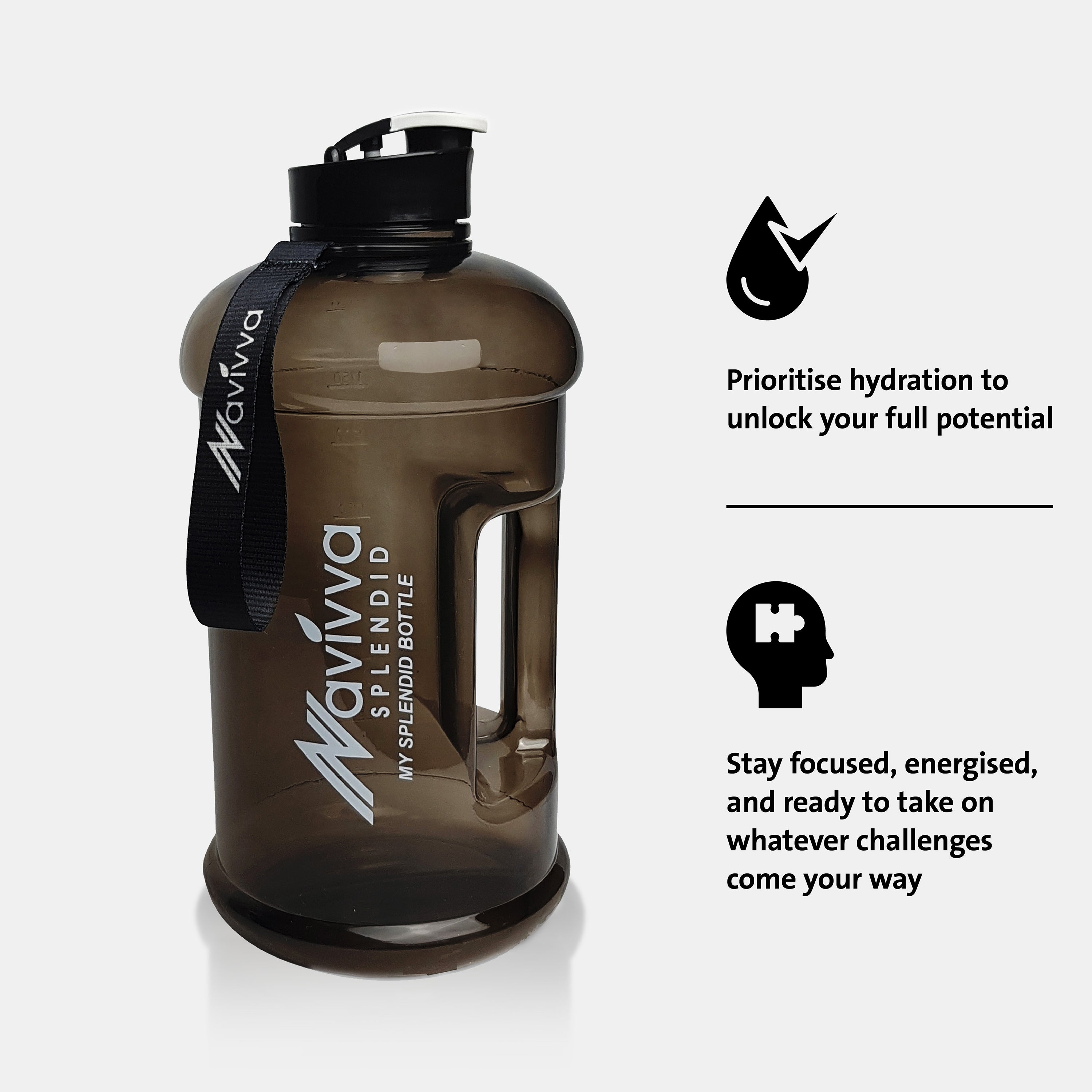 Large Hydration Sports Water Bottle - Black